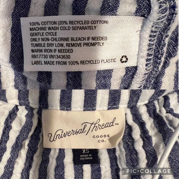 Universal Thread blue white stripes popover XS top cotton button front - Picture 6 of 6